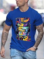 Men's Casual Anime Graphic T Shirt Short Sleeve Tee Crew Neck Summer Tops