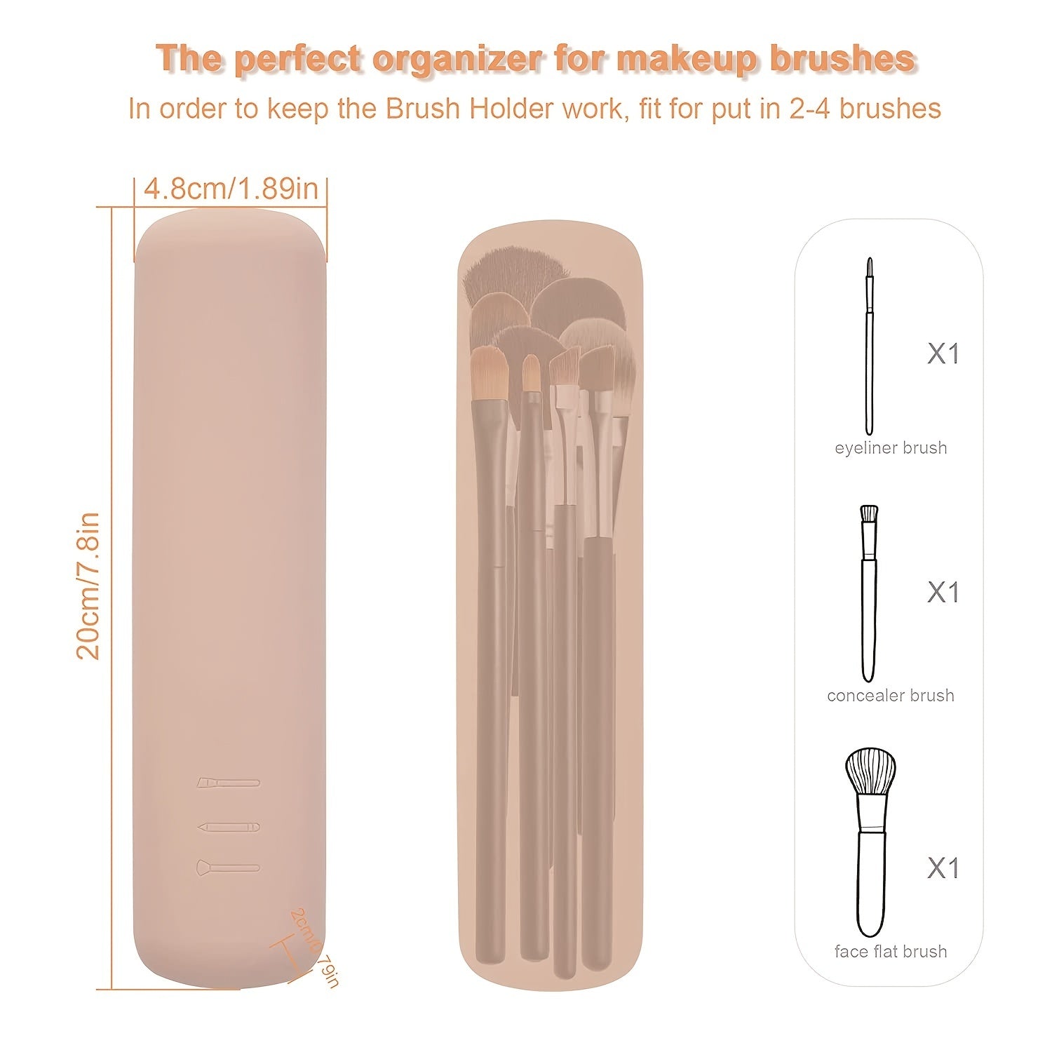 Silicone Makeup Brush Holder with Magnetic Snaps - Travel Case Bag