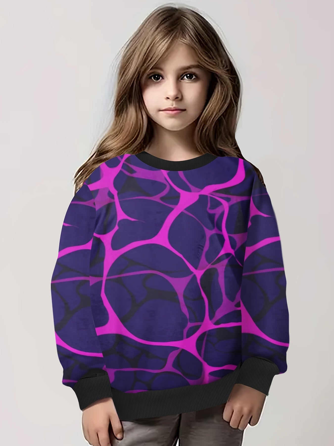Kids Fashionable Crew Neck Long Sleeve Sweatshirt Pullover Tops