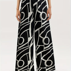 Geo Print Palazzo Pants High Waist Summer Women's Casual Pants