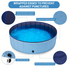 Foldable Dog Pool Portable Kiddie Pool Non Slip Collapsible