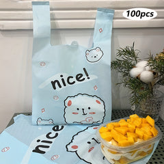 100pcs Light Bear Shopping Bags for Supermarket