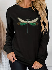Dragonfly Print Sweatshirt for Women