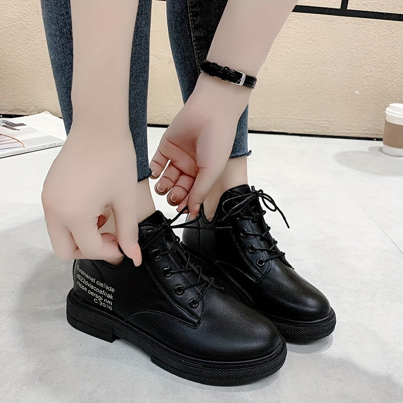 Women's Letter Decor Short Boots Lace Up Ankle Boots