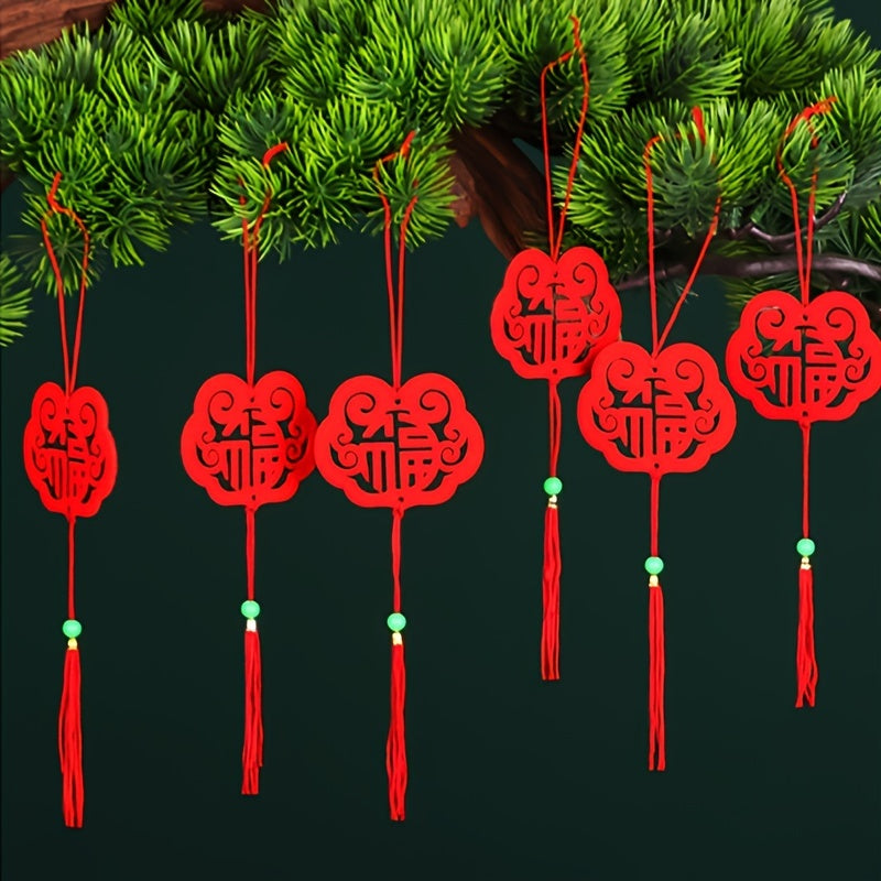 6pcs Spring Plush Potted Landscape Small Lantern Ornaments