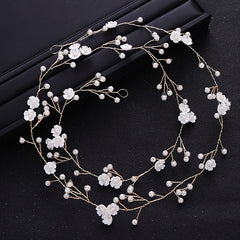 Faux Pearl & Flower Bridal Hair Vine