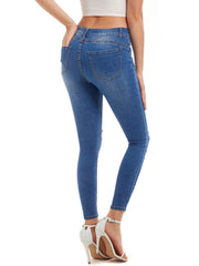 Solid Ripped High Stretch Skinny Jeans