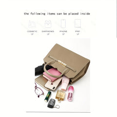 Leather Women's Shoulder Bag with Detachable Strap Grey