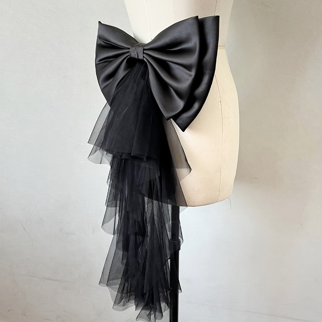 Royal Court Style Bridal Bow Accessory with 24" Tulle Tail