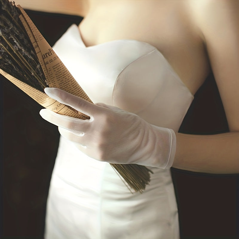 Mesh Short Gloves Thin Mesh Gloves Wedding Prom Women's Accessories