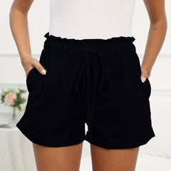 Solid Drawstring Shorts Women's Casual Elastic Waist