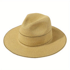 Striped Block Sun Hat Jazz Fedora Cap Beach Hats For Women Men