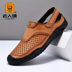LAORENTOU Men's Leather Sandals for Hiking Trekking