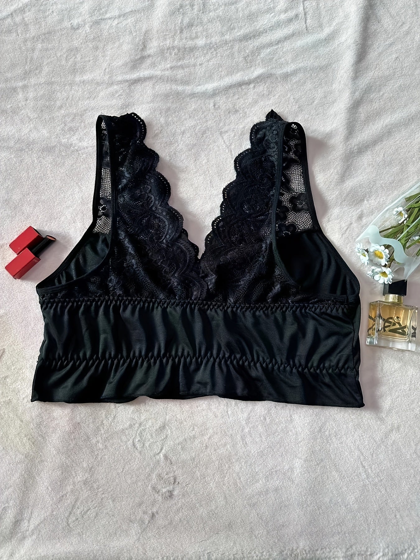 Sexy Plus Size Lace Trim Bra Wide Straps Skin Friendly