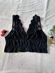 Sexy Plus Size Lace Trim Bra Wide Straps Skin Friendly