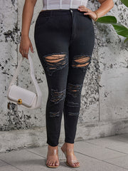 Women's Plus Ripped Cut Out Slim Fit Jeans