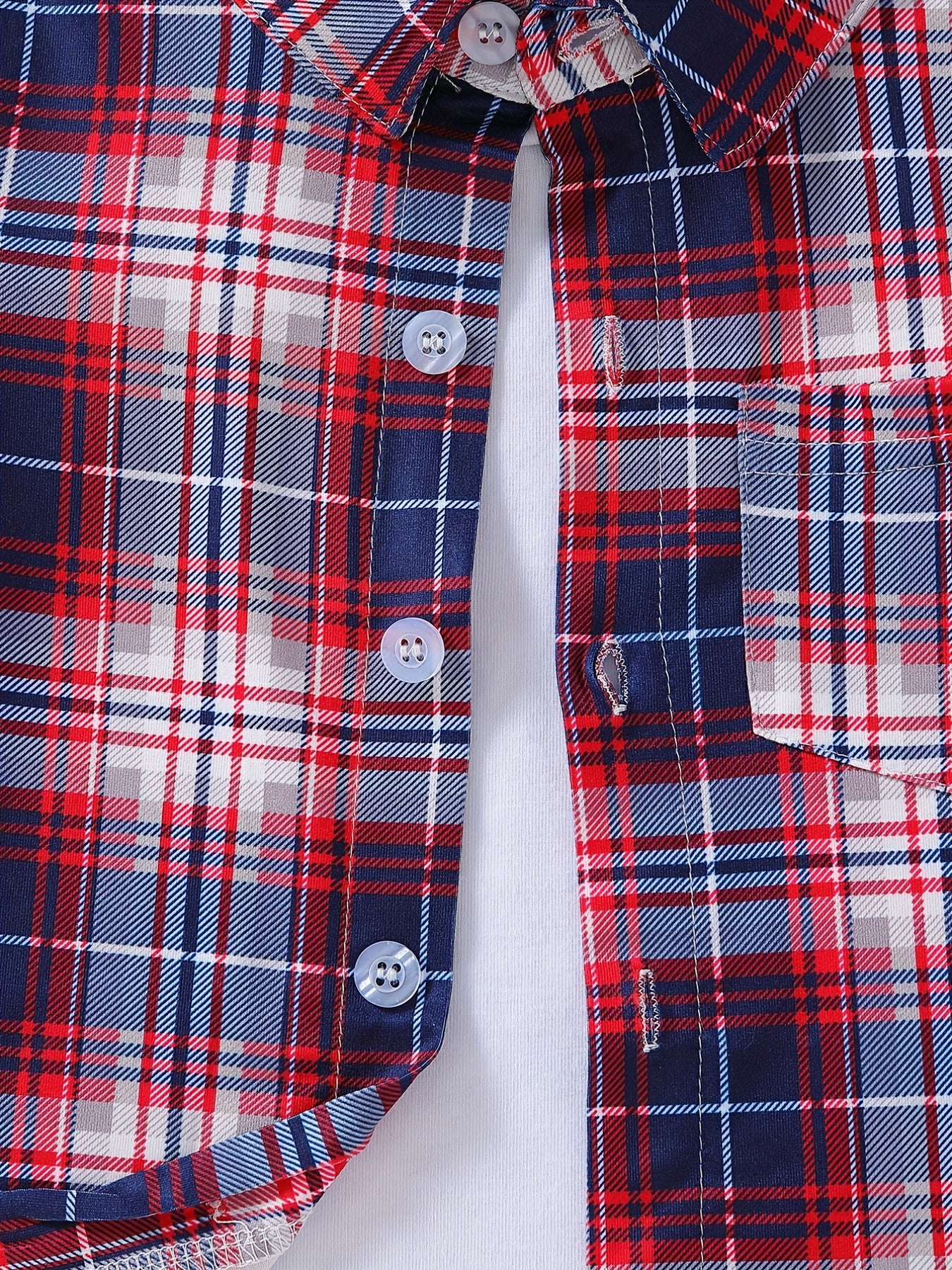Boys Plaid Short Sleeve Button Casual Summer Shirt Tops