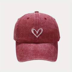 Kids Adjustable Breathable Baseball Cap with Heart Embroidery