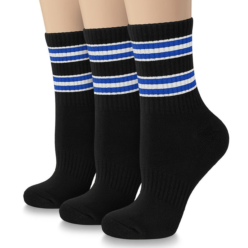 3 Pairs Non Slip Compression Crew Socks for Outdoor Activities