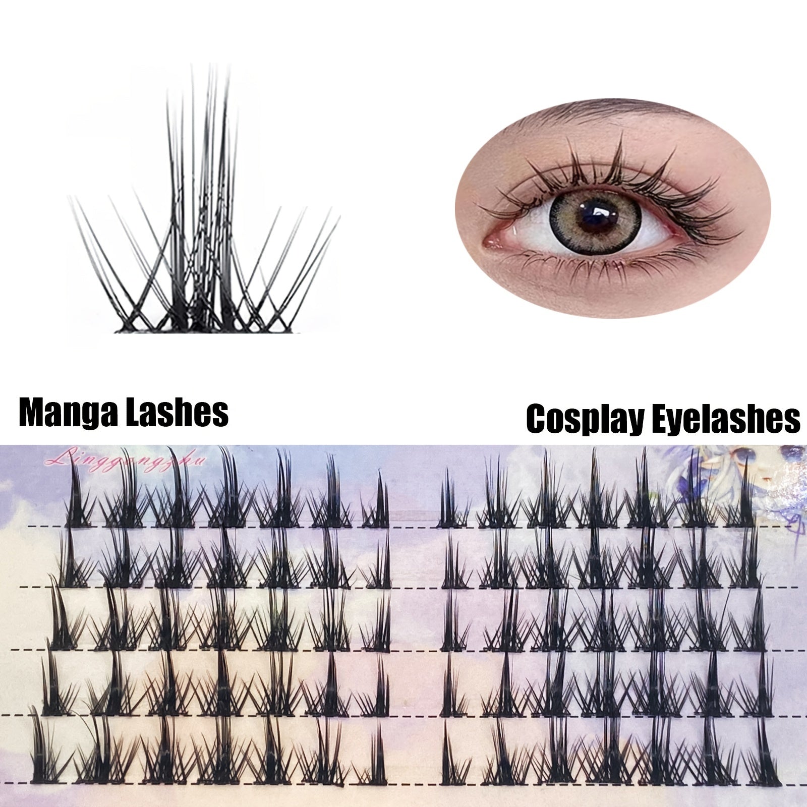 Natural Look 3D Cosplay False Eyelashes Reusable Cluster Extensions