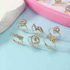 36pcs Girls Rhinestone Rings Set for Kids Gifts