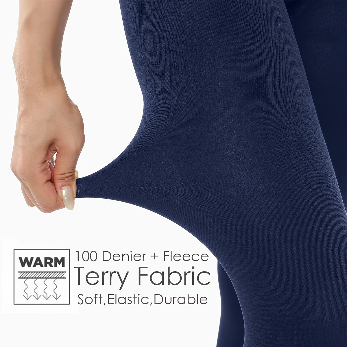 2 Pack Plush Lined Tights Opaque High Waist Thermal Elastic Leggings