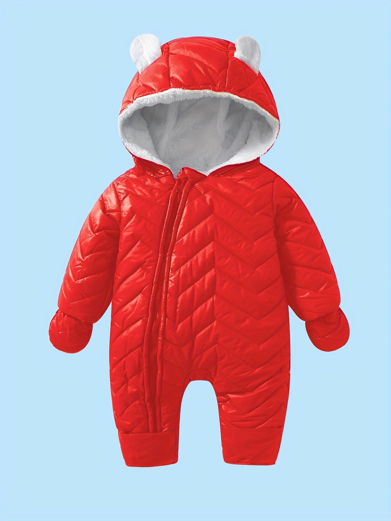 Baby Snowsuit Romper Plush Winter Jumpsuit 2pcs Set