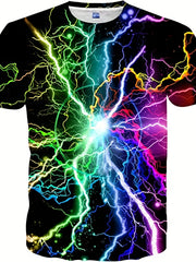 Unisex Lightning Print T-Shirt 3D Digital Print for Summer