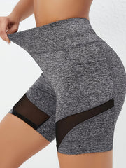 Women's Mesh Insert Sports Shorts for Cycling Yoga High Waist Butt Lifting