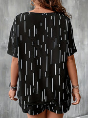 Graphic Tee & Pocketed Shorts Two Piece Set