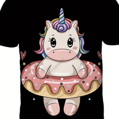 Girls 3D Pony Graphic Tee for Summer Outdoor Activities