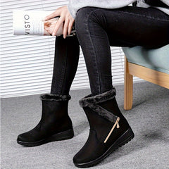 Non Slip Side Zip Snow Boots Thermal Winter Warm Mid Calf Boots