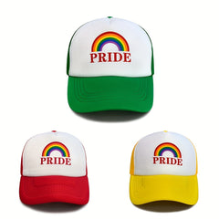 PRIDE Rainbow Trucker Hat LGBT Mesh Baseball Cap Lightweight Adjustable
