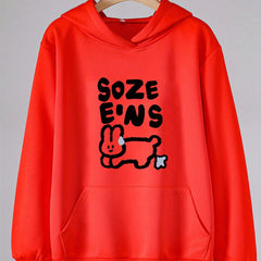 Bunny Print Hoodies Girls Hooded Pullover With Pocket For Spring Fall Winter
