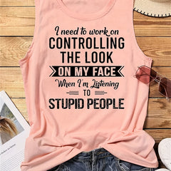 Letter Print Tank Top Crew Neck Casual Top For Summer & Spring Women's Clothing