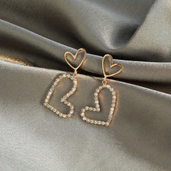 Heart Shaped Rhinestone Earrings