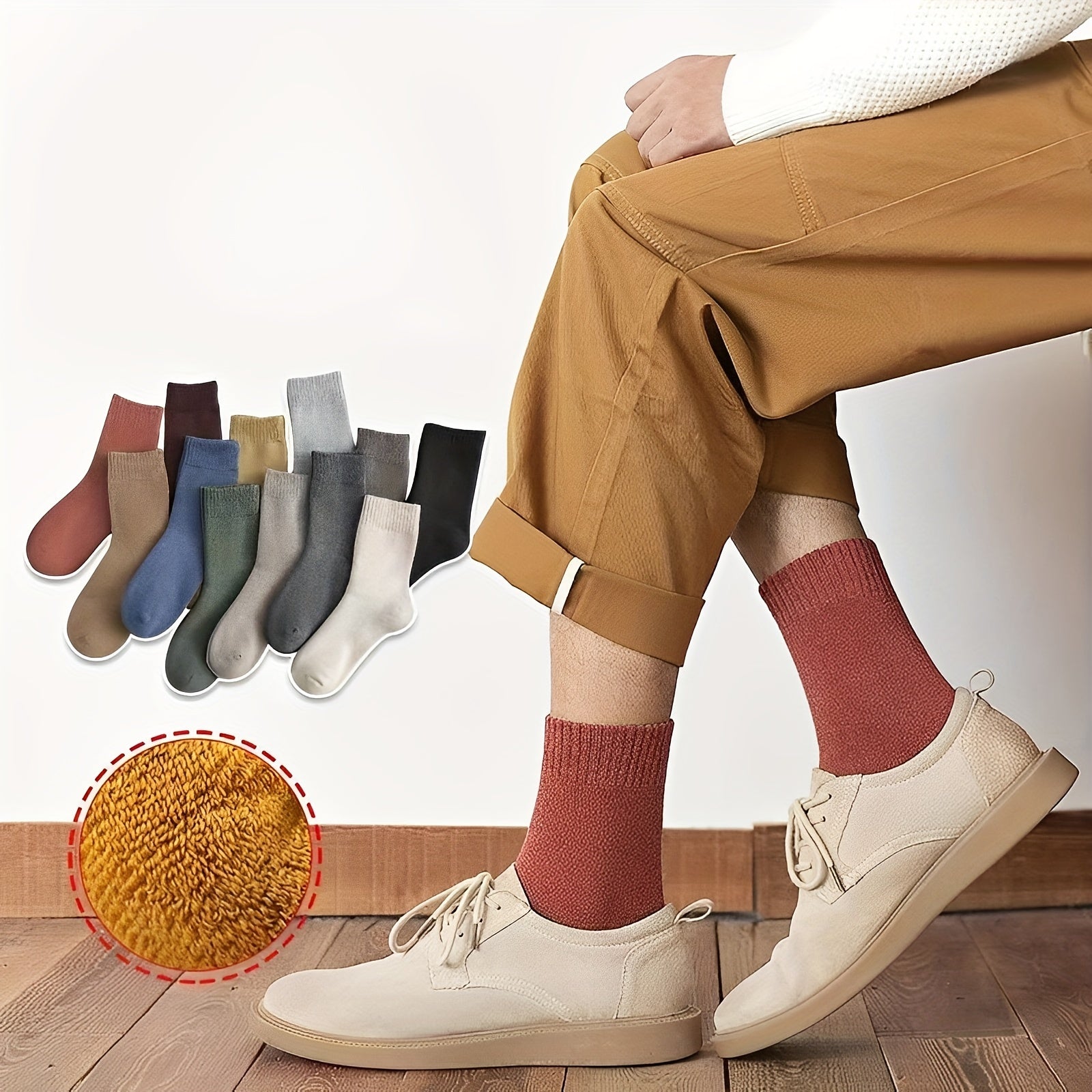 12 Pairs Velvet Cashmere Warm Socks Winter Crew Anti-bacterial Soc
