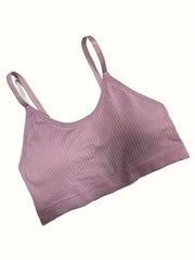 Sports Bra Seamless Ribbed with Removable Pads High Stretch Bra