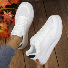 Women's Breathable Lace Up Casual Sneakers Height Increase Low Top Sport Shoes