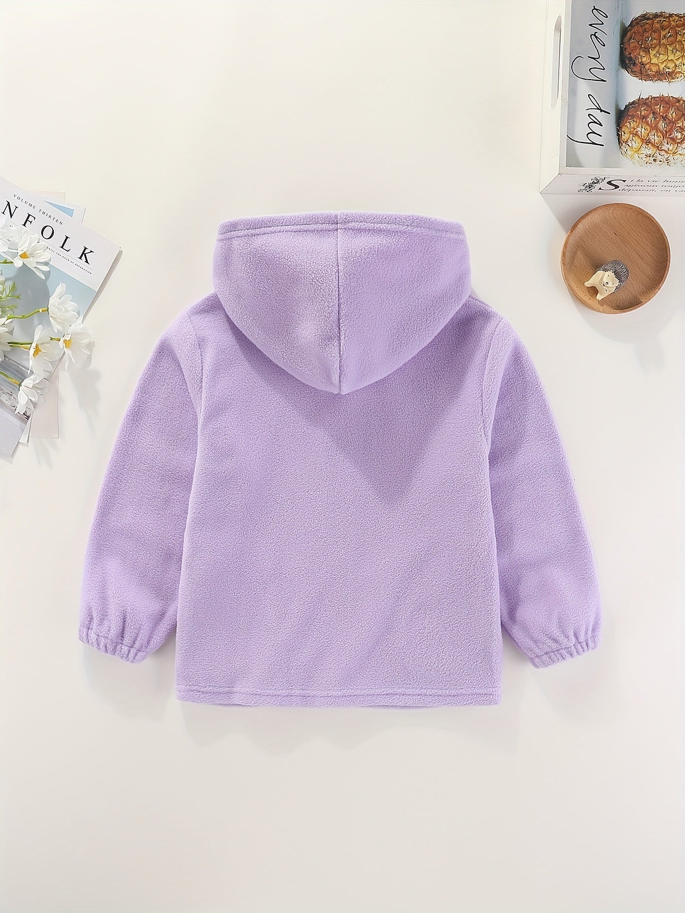 Girls' Thick Fleece Warm Hooded Jacket Zipper Up Casual Hoodie Coat