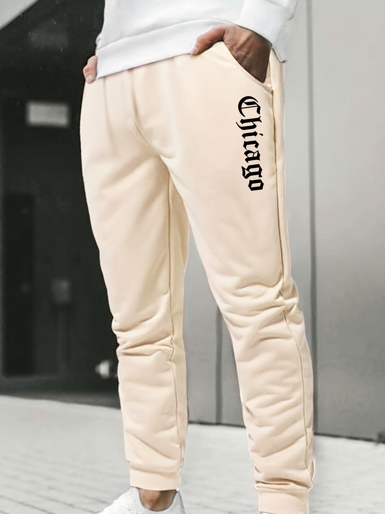Men's Chicago Print Joggers Pants for Spring