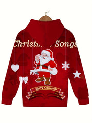 Kids Santa Claus Pattern Hooded Sweatshirt for Christmas Party