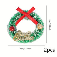 2pcs Christmas Wreaths Snow Scenery Decor
