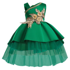 Girls Mesh Patchwork Princess Dress for Christmas Evening Party
