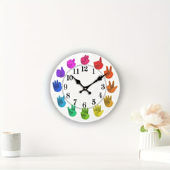 Sign Language Wall Clock Rainbow Silent Gift Farmhouse Wall Decor