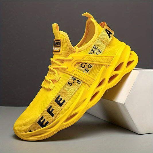 Men's Blade Sneakers Letter Print Lace Up Knitted Shoes