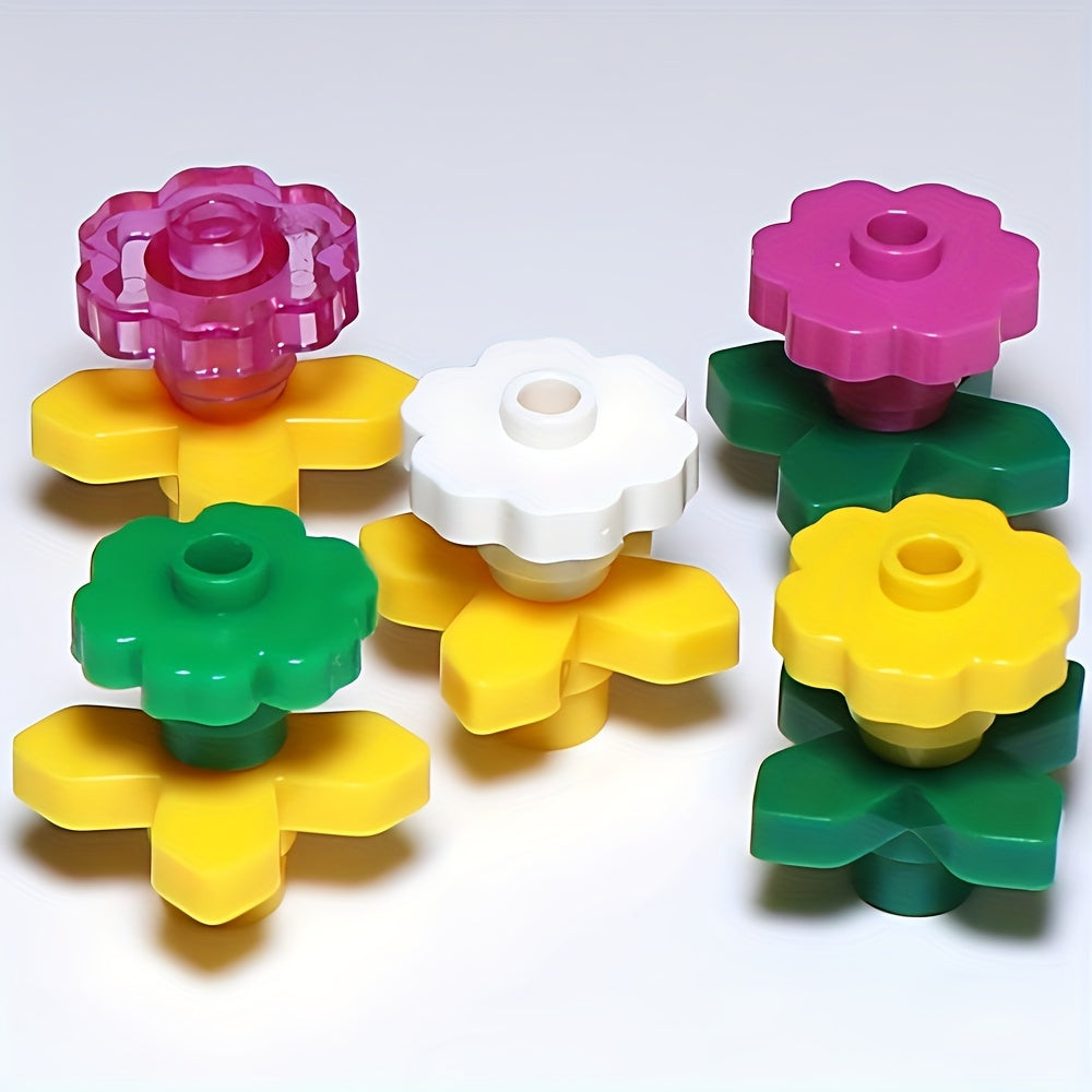 20pcs Mini Building Block Set DIY Flower & Clover Scene Kit Mixed Colors