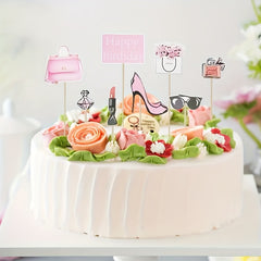 8pcs Birthday Cake Decoration Set - Makeup Theme