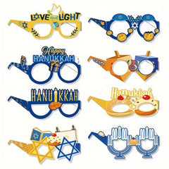 8pcs Hanukkah Paper Glasses Party Photo Props