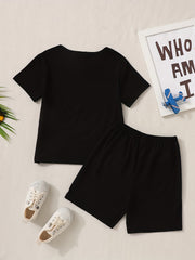 2pcs Little Boy Wild Thing Short Sleeve Tees & Shorts Set Cute Summer Outfit